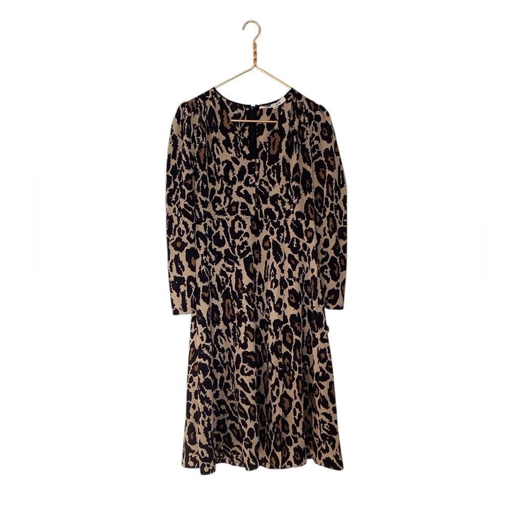 DVF Diane Von Furstenberg Cheetah Animal Print Knit Long Sleeve Dress Size 4